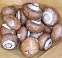 Cremini mushrooms in a bag