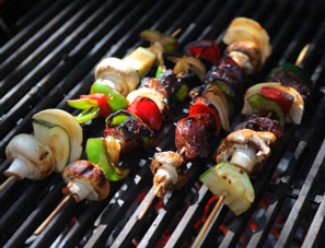 Marinated mushroom skewers for the grill