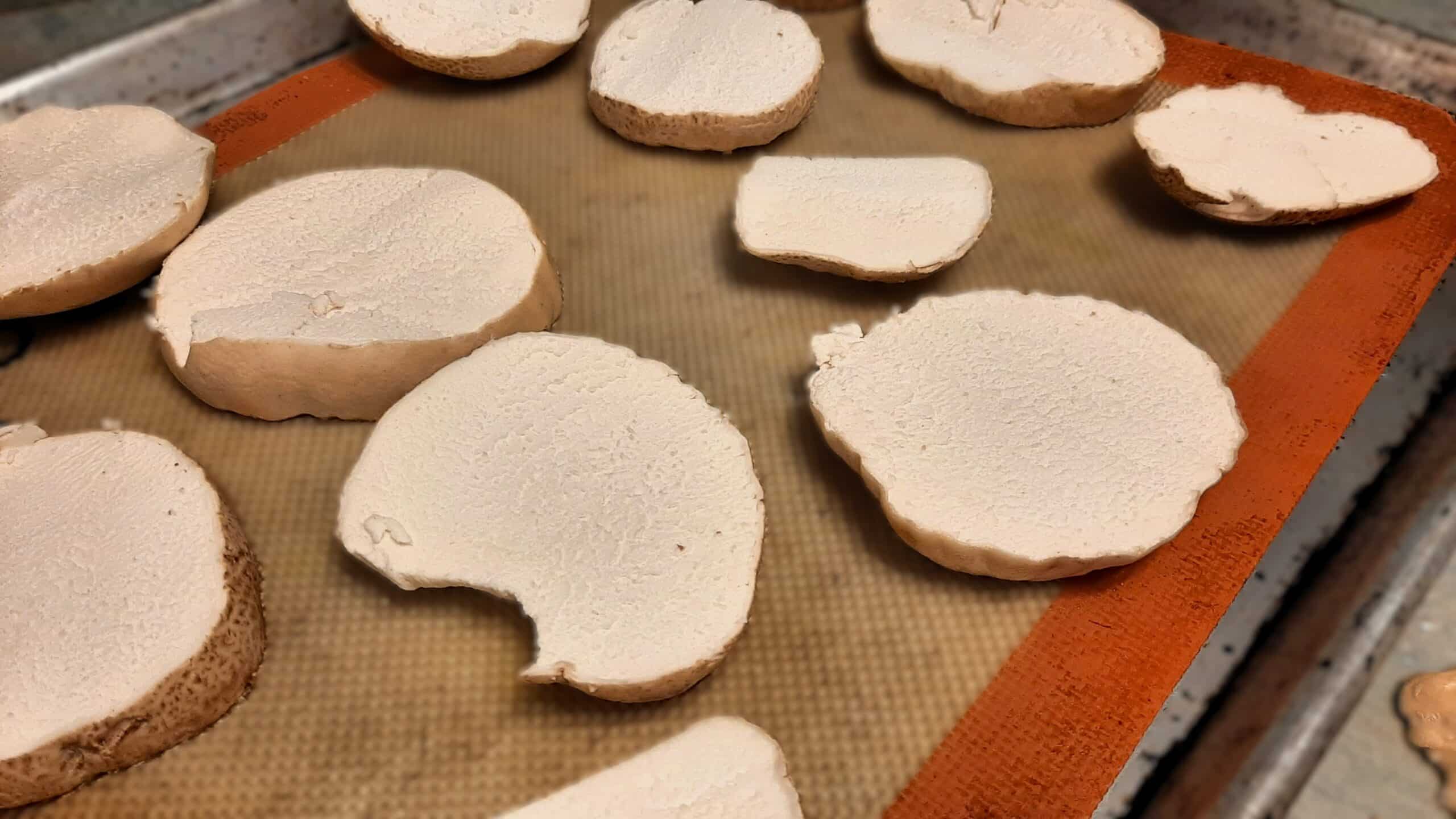 sliced puffball mushrooms